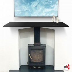 Black Fireplace Mantel Shelf (Under TV Black Wooden Shelving)