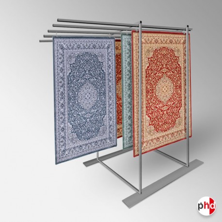 Freestanding Rug Rack Display Stand - POS Retail Carpet Solution & Storage