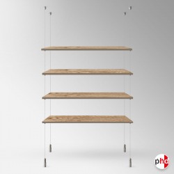 Suspended Embossed Oak Shelf On Cables (Ceiling-to-Floor Cable Display Kit)