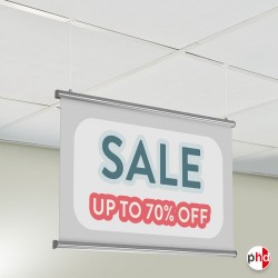 Suspended Ceiling Metal Poster Hanger Kit (Aluminum Strips & Clear Cord)