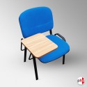 Blue Padded Stacking Chair With Writing Tablet