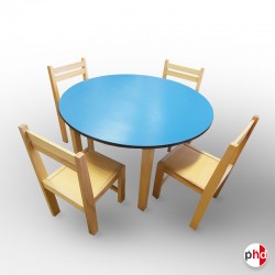 Kids Blue Round Table & Chairs Suite (Children's Pre School & Nursery Furniture)