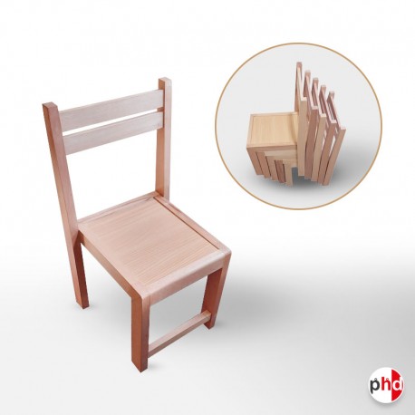 Stackable Kids Wooden Chair, Suitable for Ages 2 to 6 Years (Children's Hardwood Furniture)