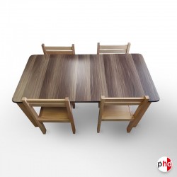 Dark Oak Activity Table & Chairs Suite (Kids' Play School Furniture)