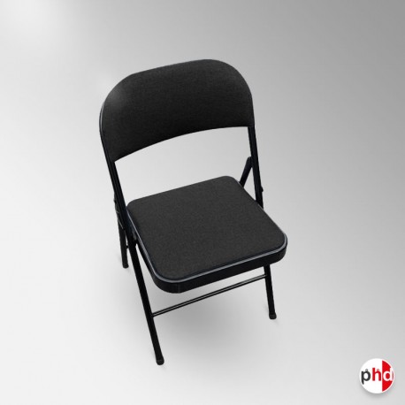 Padded Fabric Black Folding Chair