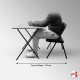 Folding Exam Table & Black Fabric Chair Suite (Education & Studies Furniture)