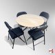 Round Folding Table & Chairs Suite (Beechwood Tabletop with 4 Leather Seats!)