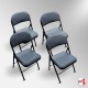 Round Folding Table & Chairs Suite (Beechwood Tabletop with 4 Leather Seats!)