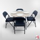 Round Folding Table & Chairs Suite (Beechwood Tabletop with 4 Leather Seats!)
