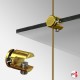 Gold Cable Display Glass Shelf (Ceiling-to-Floor Gold Wire Fittings & Clear Glass Shelving, Complete)
