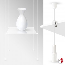 White Cable Display & White Shelf (All White Wire Fittings & White Glass Shelving, Complete)