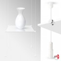 White Cable Display & White Shelf (All White Wire Fittings & White Glass Shelving, Complete)