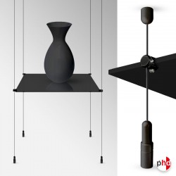 Black Cable Display & Black Shelf (All Black Wire Fittings & Black Glass Shelving, Complete)