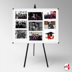 Photograph Display Board & Easel (Button Magnets, Magnetic Board & Metal Stand)