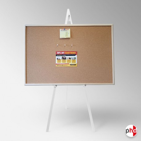 Display Easel & Pinboard Set (Metal 160cm Greco, Wooden Notice Board, 60x90cm)
