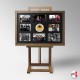 Magnetic Photo Board & Easel (Upright Easel, Button Magnets & Wooden Display Frame)