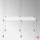 Black Cable Display Glass Shelf (Ceiling-to-Floor Black Wire Fittings & Clear Glass Shelving, Complete)