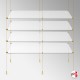 Gold Cable Display Glass Shelf (Ceiling-to-Floor Gold Wire Fittings & Clear Glass Shelving, Complete)