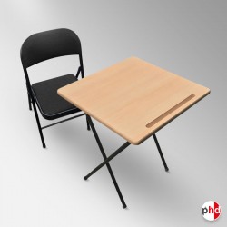 Folding Exam Table & Black Fabric Chair Suite (Education & Studies Furniture)