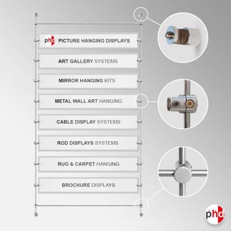 Acrylic Signage Standoff Rod Display Kit (Wall-to-Wall Rod Fittings Only)
