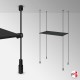 Black Suspended Rod Display Shelf Fittings Kit (Create Glass & Wood Shelving Units - Shelf Boards Not Included)