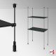 Black Suspended Rod Display Shelf Fittings Kit (Create Glass & Wood Shelving Units - Shelf Boards Not Included)
