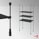 Black Suspended Rod Display Shelf Fittings Kit (Create Glass & Wood Shelving Units - Shelf Boards Not Included)