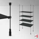Black Suspended Rod Display Shelf Fittings Kit (Create Glass & Wood Shelving Units - Shelf Boards Not Included)