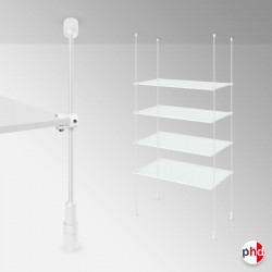 White Suspended Rod Display Shelf Fittings Kit (Create Glass & Wood Shelving Units - Shelf Boards Not Included)