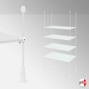 White Suspended Rod Display Shelf Fittings Kit (Create Glass & Wood Shelving Units - Shelf Boards Not Included)