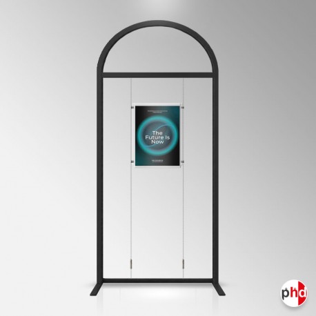 Arch Display Panel With A2 Poster Holders (Freestanding Frame & 3 Acrylic Pockets, Portrait & Landscape)