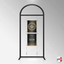 Arch Display Panel With A2 Poster Holders (Freestanding Frame & 3 Acrylic Pockets, Portrait & Landscape)