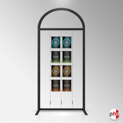 Arch Display Panel With A4 Poster Holders (Freestanding Frame & 16 Acrylic Pockets, Portrait & Landscape)