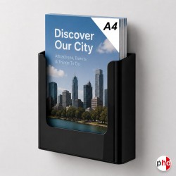 Self-Adhesive Brochure Holder, A4 A5 DL (White, Black, & Clear Acrylic Leaflet Pockets)