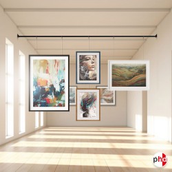 Wall-to-Wall Gallery Rail System (Picture Hanging Between Walls, Middle-Of-Room Art Display Kit)