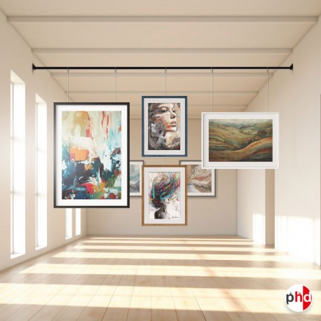 Wall-to-Wall Gallery Rail System (Picture Hanging Between Walls, Middle-Of-Room Art Display Kit)