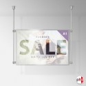 A1 Ceiling Rod Display System (Complete Ceiling Fittings & Poster Pocket Set, Portrait & Landscape)