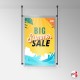 A0 Ceiling Rod Display System (Complete Ceiling Fittings & Poster Pocket Set, Portrait & Landscape)