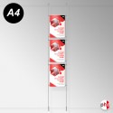Ceiling-to-Floor Rod Display System, A4 & A3 (Complete Rod Fittings & Poster Pocket Set, Portrait & Landscape)