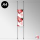 Ceiling-to-Floor Rod Display System, A4 & A3 (Complete Rod Fittings & Poster Pocket Set, Portrait & Landscape)