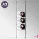 Ceiling-to-Floor Rod Display System, A4 & A3 (Complete Rod Fittings & Poster Pocket Set, Portrait & Landscape)