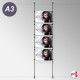 Ceiling-to-Floor Rod Display System, A4 & A3 (Complete Rod Fittings & Poster Pocket Set, Portrait & Landscape)