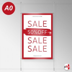 Ceiling-to-Floor Rod Display System, A1 & A0 (Complete Rod Fittings & Poster Pocket Set, Portrait & Landscape)
