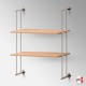 Wall-to-Wall Rod Display Wooden Shelf (Suspended Rod System & Shelves of Various Styles)