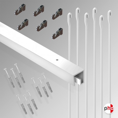 'All-in-one' HD P Rail 3m Gallery Display Kit, Heavy Picture Track & Hanging Rods Set (Ceiling Hanging)