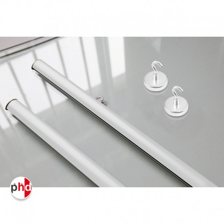 Magnet Poster Hanger Sets, Heavy Duty Aluminium Strips & Hanging Hooks Kit (White, Black, Silver)