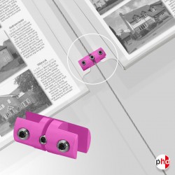 Cable Panel Support Double, Pink Color (4MM, Vertical-grip Dual-sided Clamp)