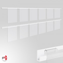 J Rail 3m Poster Display Kit, Acrylic Pockets & Picture Rail Set (Ideal for Retail Displays)