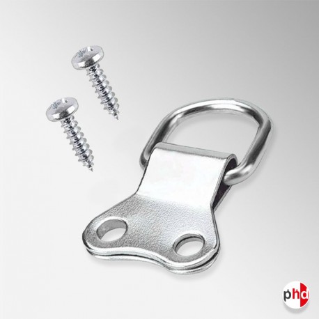 D Ring - Double Hole, Nickel Plated Frame Hanger (Small Screws Included)