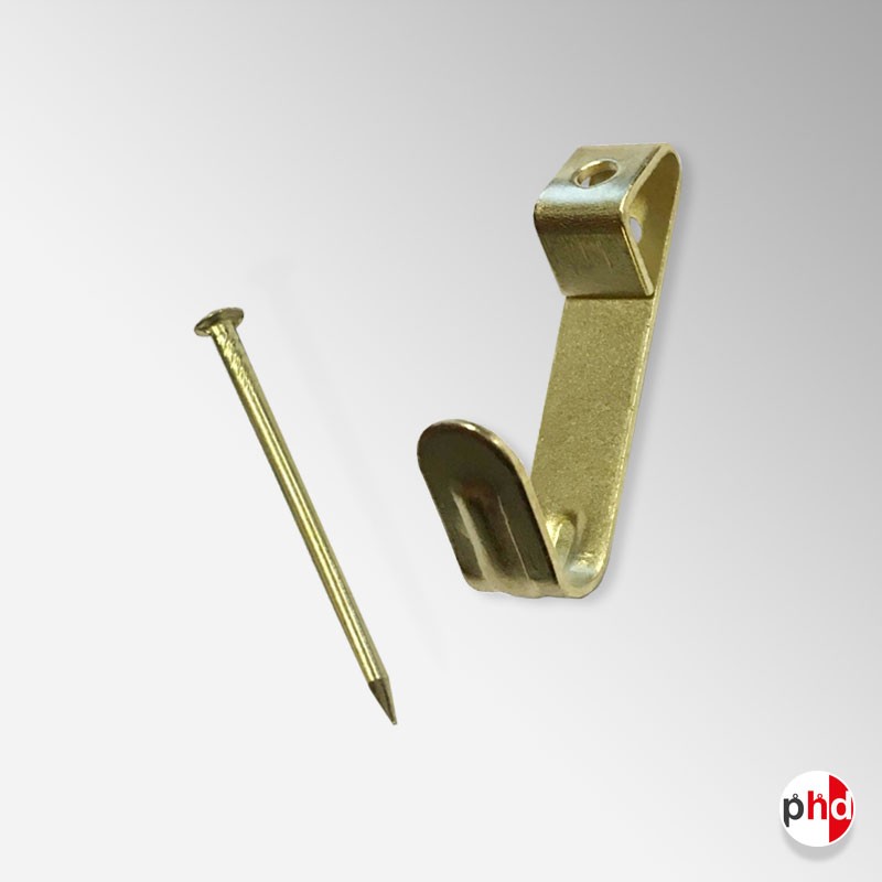 Standard No 2 Picture Hook with Pins - Brass Plated